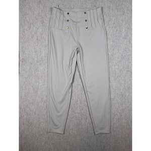 k83.Halara High Waisted Sailor Button Tapered Work Pants Beige Herringbone Large